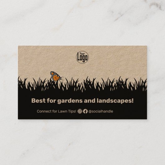 スキャナブルなカーキとブラックの造園サービス 名刺 (裏面)