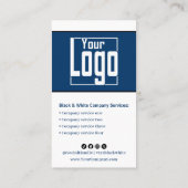 スキャナブルブラック、ブルー&ホワイトポートレート 名刺 (裏面)