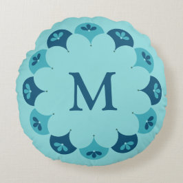 スキャロプカスタムフローラの色モノグラムの ラウンドクッション