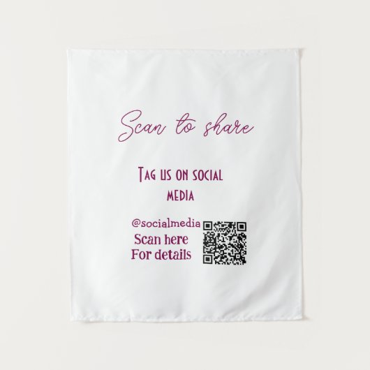 スキャンから共有ラベル私たちソーシャルメディアQRコードsimpl タペストリー (正面)