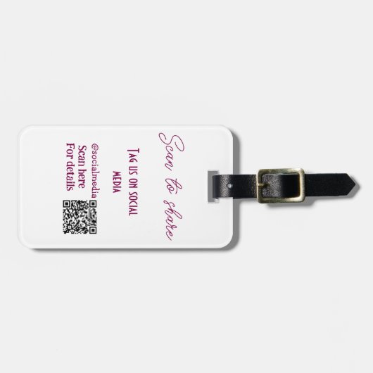 スキャンから共有ラベル私たちソーシャルメディアQRコードsimpl ラゲッジタグ (正面横)