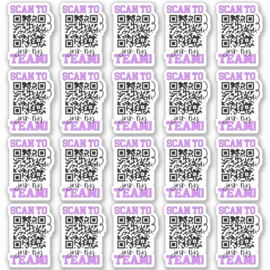 スキャンしてチームに参加する紫のQRコード小規模企業 シール (正面)