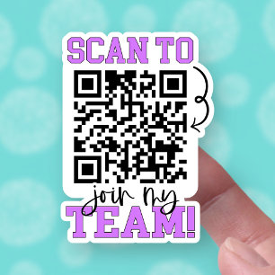 スキャンしてチームに参加する紫のQRコード小規模企業 シール