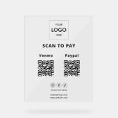 スキャンしてビジネスロゴのソーシャルメディアを支払う アクリルサイン (正面)