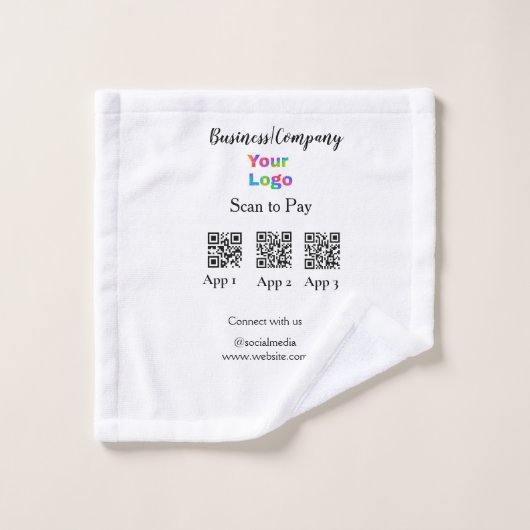 スキャンしてビジネスロゴを支払うQ Rコードソーシャルメディア ウォッシュタオル (ウォッシュタオル)