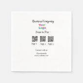 スキャンしてビジネスロゴを支払うQ Rコードソーシャルメディア スタンダードカクテルナプキン (正面)