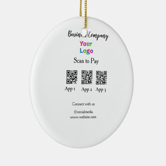 スキャンしてビジネスロゴを支払うQ Rコードソーシャルメディア セラミックオーナメント (右)