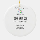 スキャンしてビジネスロゴを支払うQ Rコードソーシャルメディア セラミックオーナメント (裏面)