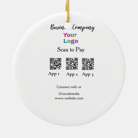 スキャンしてビジネスロゴを支払うQ Rコードソーシャルメディア セラミックオーナメント (裏面)