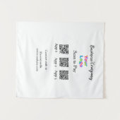 スキャンしてビジネスロゴを支払うQ Rコードソーシャルメディア タペストリー (正面(横))