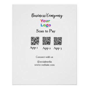 スキャンしてビジネスロゴを支払うQ Rコードソーシャルメディア ポスター
