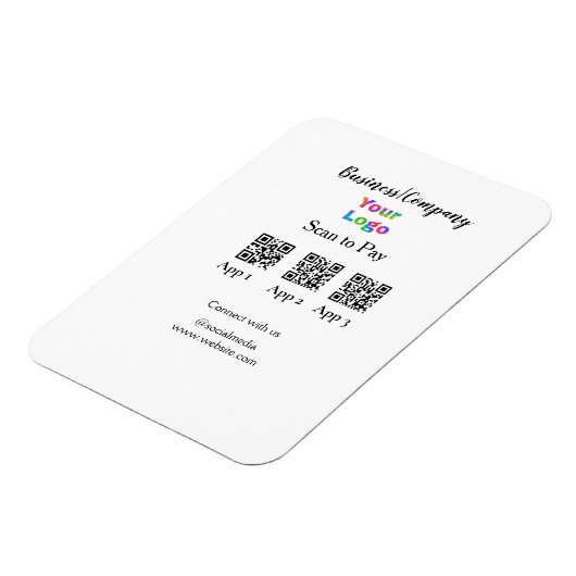 スキャンしてビジネスロゴを支払うQ Rコードソーシャルメディア マグネット (左側)