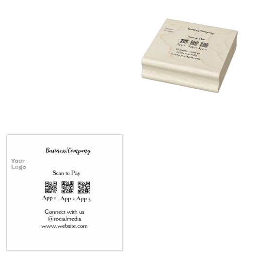 スキャンしてビジネスロゴを支払うQ Rコードソーシャルメディア ラバースタンプ (押印)