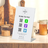 スキャンしてビジネスロゴを支払うQrコードペデスタル記号 台座サイン