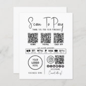 スキャンしてビジネスQrコード支払ブラックをモダン支払う (正面/裏面)