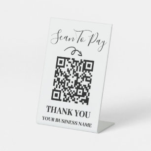 スキャンしてミニマリストの白黒QRコードを支払う 台座サイン