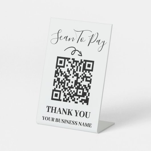 スキャンしてミニマリストの白黒QRコードを支払う 台座サイン (正面)