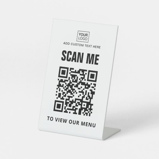 スキャンしてメニュカスタムーのロゴQRコードカスタムの色を表示 台座サイン (正面)