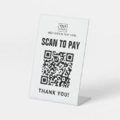 スキャンしてロゴQRコードの白またはカスタム色を支払う 台座サイン (正面)