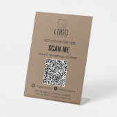 スキャンして価格を表示カスタムするロゴQRコードクラフト 台座サイン (正面)