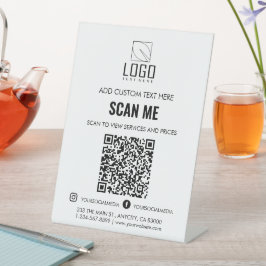 スキャンして価格を表示カスタムするロゴQRコードブラック 台座サイン
