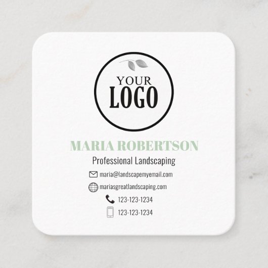 スキャンして接続 | QRコード会社ロゴパーム葉 スクエア名刺 (正面)