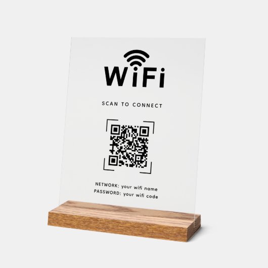 スキャンして接続 | QRコード WiFiログイン アクリルサイン (傾斜)