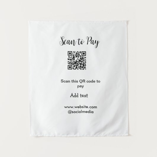 スキャンして支払いスキャンQRコード追加Webサイト電子メール詳細 タペストリー (正面)
