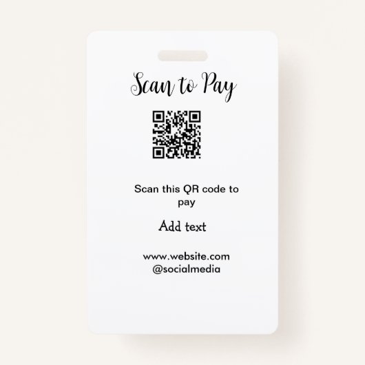 スキャンして支払いスキャンQRコード追加Webサイト電子メール詳細 バッジ (正面)
