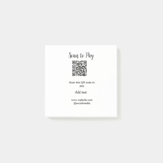 スキャンして支払いスキャンQRコード追加Webサイト電子メール詳細 ポストイット (正面)