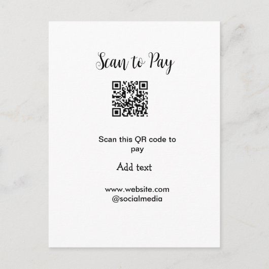 スキャンして支払いスキャンQRコード追加Webサイト電子メール詳細 ポストカード (正面)
