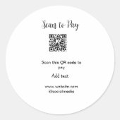 スキャンして支払いスキャンQRコード追加Webサイト電子メール詳細 ラウンドシール (正面)