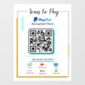 スキャンして支払うビジネスサイン | Paypal QRコード決済 ウィンドウサイン (シート)