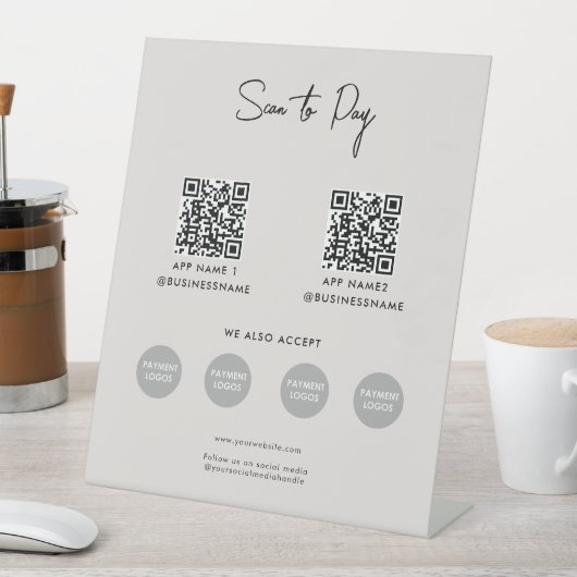 スキャンして支払うビジネス非接触支払QRコード 台座サイン (インサイチュ)