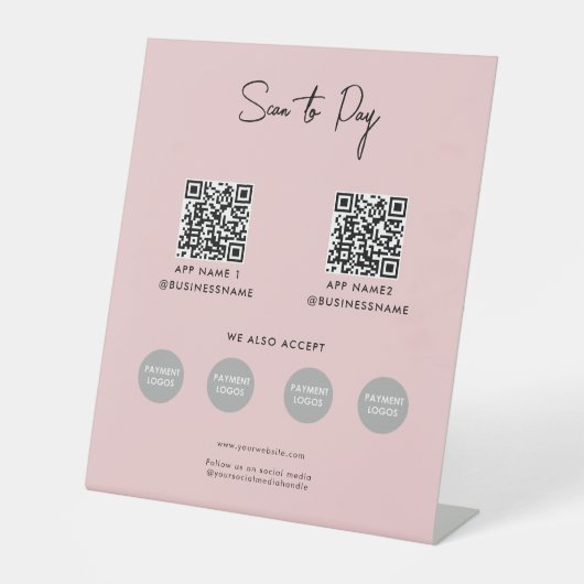 スキャンして支払うビジネス非接触支払QRコード 台座サイン (正面)