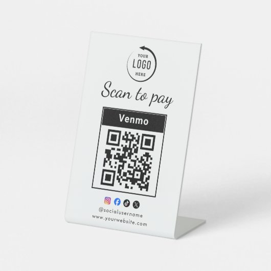 スキャンして支払うビジネス ロゴ QRコード 台座サイン (正面)