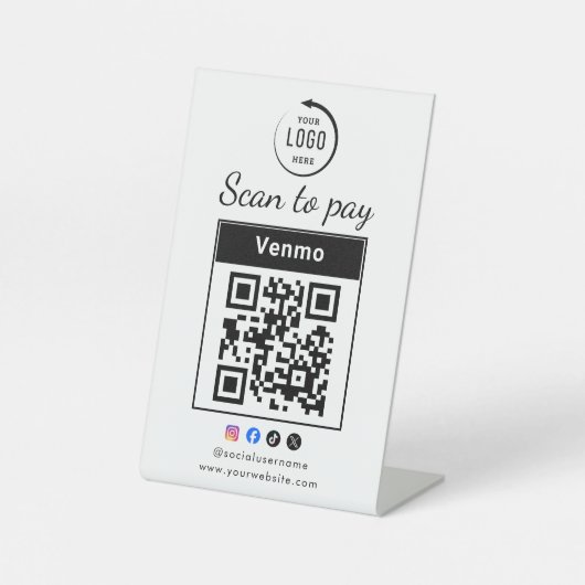 スキャンして支払うビジネス ロゴ QR コード 台座サイン (正面)