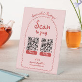 スキャンして支払うレトロピンクガーリーレッド2 QRコード支払 台座サイン (インサイチュ)