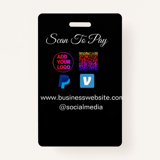 スキャンして支払う追加ロゴq rコードpaypal venmo詳細 バッジ (正面)