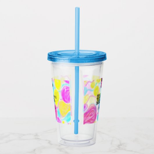 スキャンして支払う追加Q Rビジネスロゴ虹のウォータコール アクリルタンブラー (右)