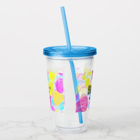 スキャンして支払う追加Q Rビジネスロゴ虹のウォータコール アクリルタンブラー (左)