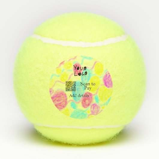 スキャンして支払う追加Q Rビジネスロゴ虹のウォータコール テニスボール (裏面)
