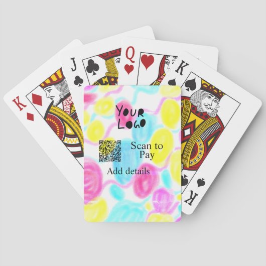 スキャンして支払う追加Q Rビジネスロゴ虹のウォータコール トランプ (裏面)