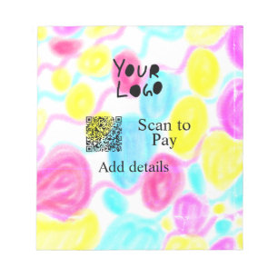 スキャンして支払う追加Q Rビジネスロゴ虹のウォータコール ノートパッド