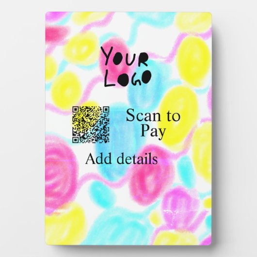スキャンして支払う追加Q Rビジネスロゴ虹のウォータコール フォトプラーク (正面)