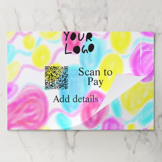 スキャンして支払う追加Q Rビジネスロゴ虹のウォータコール ペーパーパッド (折り畳み)