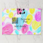 スキャンして支払う追加Q Rビジネスロゴ虹のウォータコール ペーパーパッド (正面)