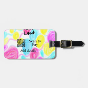スキャンして支払う追加Q Rビジネスロゴ虹のウォータコール ラゲッジタグ
