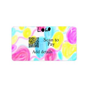 スキャンして支払う追加Q Rビジネスロゴ虹のウォータコール ラベル