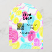 スキャンして支払う追加Q Rビジネスロゴ虹のウォータコール 招待状 (正面/裏面)